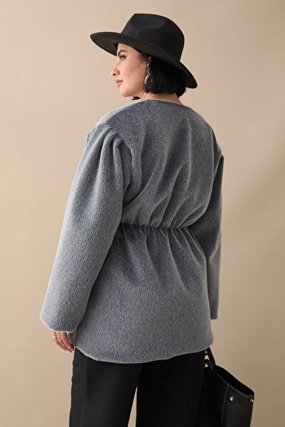 InStyle Palton antracit fără căptușeală cu talie elastică