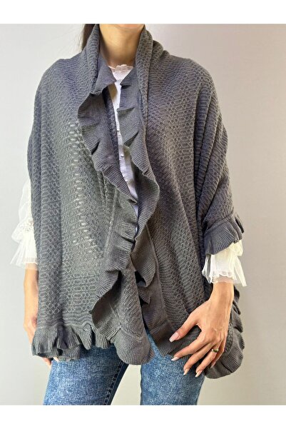 Gönülden Tasarım Triko Patterned Ruffled Kadi Shawl 160X75 cm