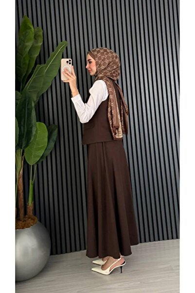 Molly Nelly Women's Elegant Vest Flared Skirt Hijab Set