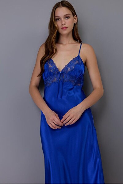 AYYILDIZ 3803 Cobalt Nightgown and Robe Set