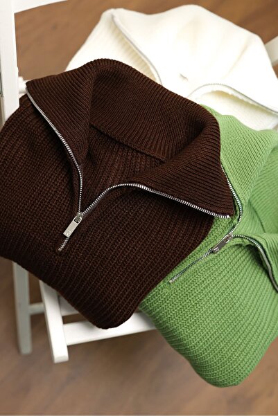 no7man Dreson coffee collar zipper sweater