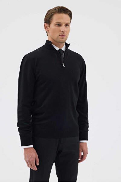 Paşahan Half Fisherman Zippered Wool Knit Sweater