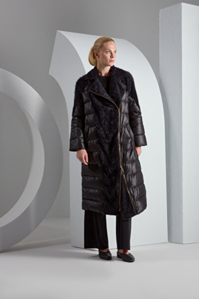 MISS DALIDA T23K-8017 Yumoş İp Detaylı Şişme Mont LACİVERT