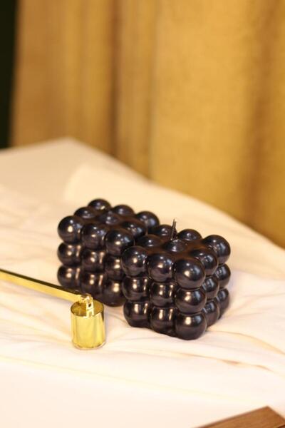 Date Candle BUBBLE MUM SİYAH RENK PARLAK SEDEFLİ 2Lİ SET HEDİYELİK VE DEKORATİF