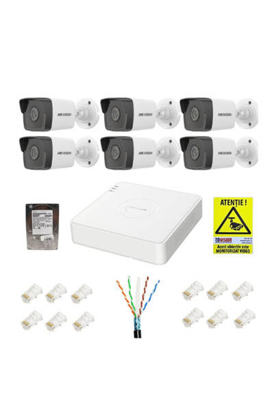 Hikvision 6-camera IP Kit 2MP IR30m PoE, 2.8mm lens, 8-channel 6MP NVR, 1TB HDD