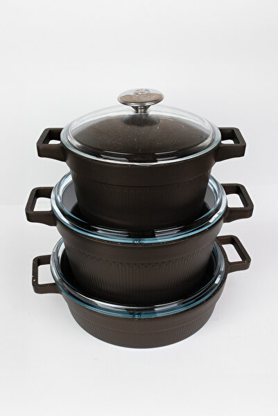 Masterchef DÖKÜM 7 PARÇA SET ÇİZGİLİ TENCERE