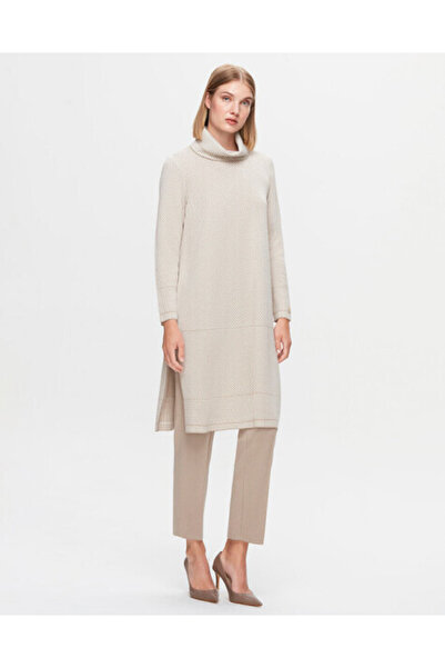 MISS DALIDA T25K-6017 Dik Yaka Uzun Tunik 8YR71-STONE
