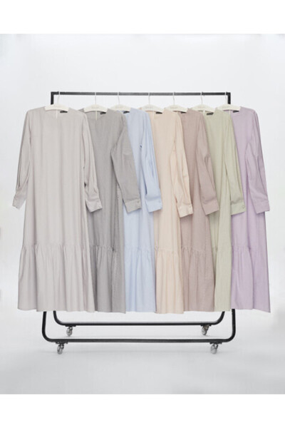 MISS DALIDA T24Y-4042 Etek Ucu Büzgülü Poplin Elbise OLİVE