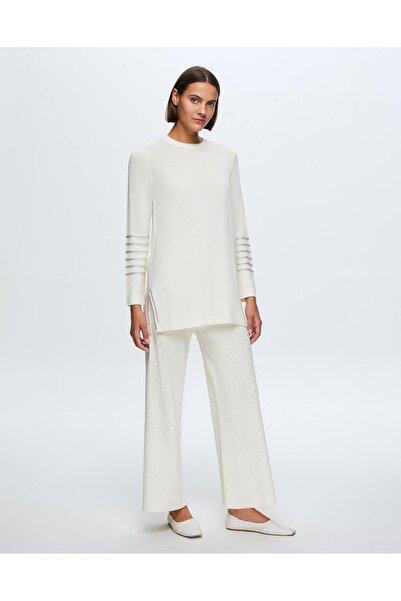 MISS DALIDA T24K-7006 Taşlı Bol Paça Pantolon FEDE-ECRU