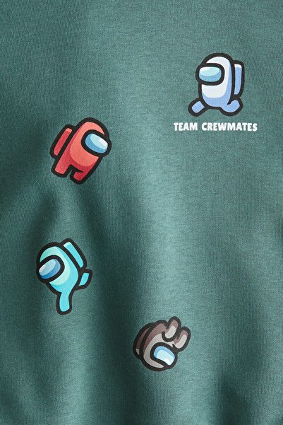 H&M Baskı Motifli ve Kapüşonlu Üst