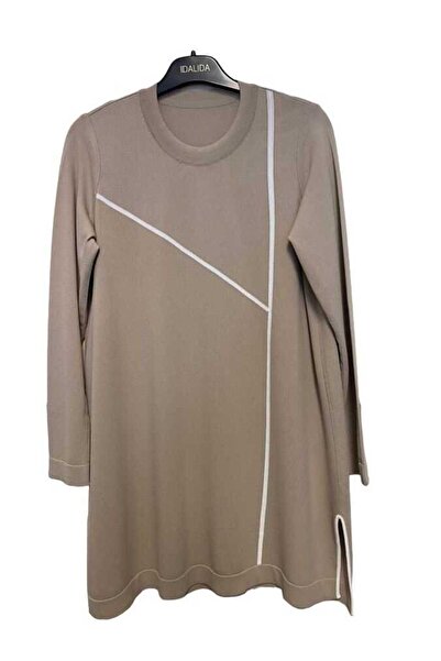 MISS DALIDA T24Y-6038 Çizgi Detaylı Tunik 1052-BEİGE