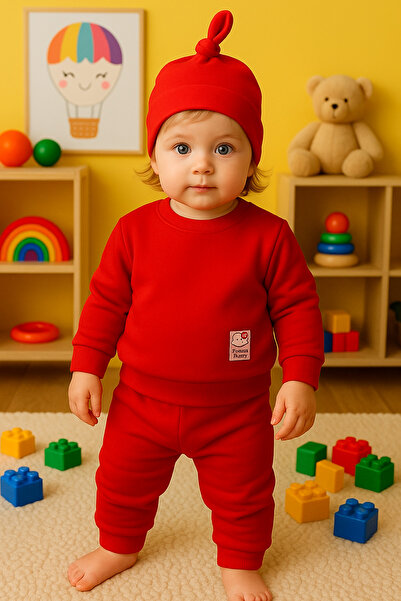 minitrends Kaşkorse Kumaş Kız,Erkek Unisex 3lü Takım