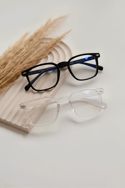 GlimmerGroove Women Men Unisex Blue Light Protection Uv 400 Transparent & Black Advantageous Set of 2