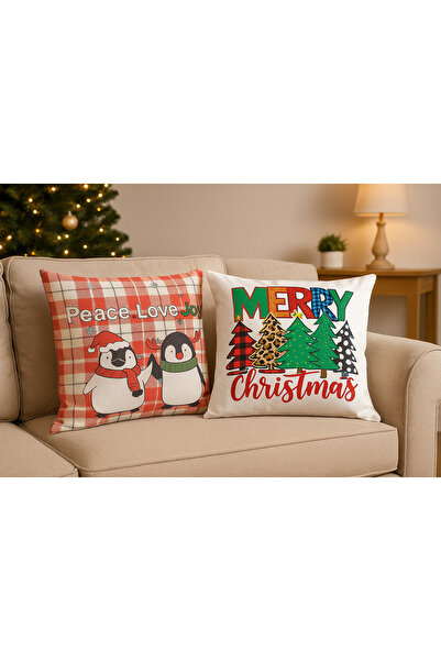Limon Soft Set de 2 huse de pernă din catifea cu tematică de Anul Nou 43x43 c...
