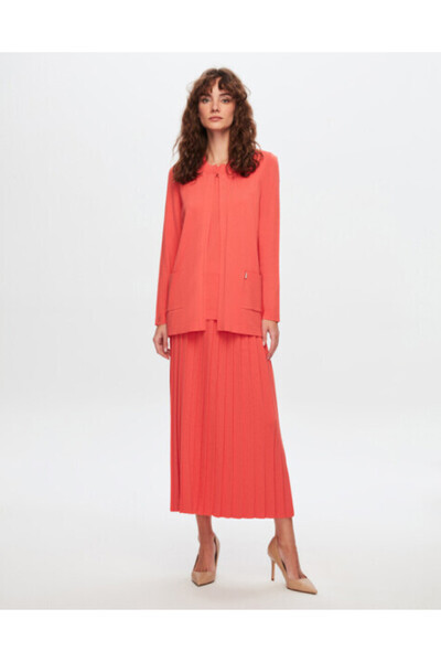 MISS DALIDA T24Y-9004 Düz Renk Basic Elegant Hırka 1031-DOMATO