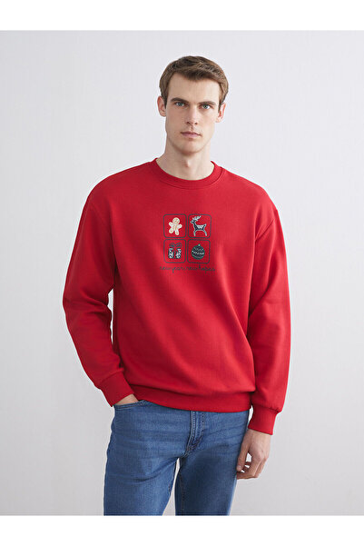 LC Waikiki Ανδρικό φούτερ με λαιμόκοψη με θέμα τα Χριστούγεννα