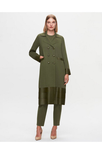 MISS DALIDA T25K-9014 Etek Ucu Deri Hırka FARAD-GREEN