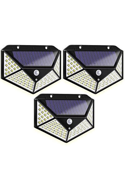 HOZRO Set of 3 HOZRO Solar Lamps, SH 100, 100 LEDs, 1000 Lumen Lighting, Motion and Light Sensor,