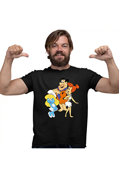 OEM Tricou Barbati Familia Flintstone Strumfita Strumfii
