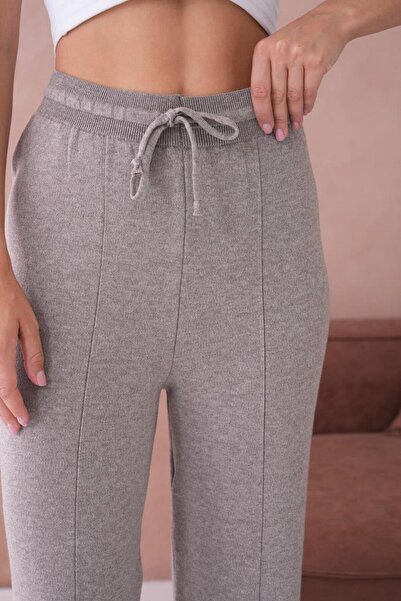Işşıl 10878-Tie-Up Flexible Palazzo Knitwear Trousers