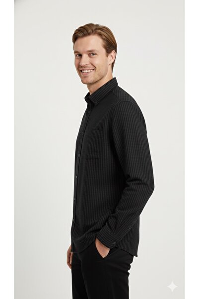 ModaPlaza Men's Slimfit Winter Striped Shirt 5004