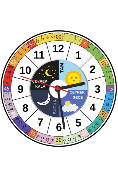 AKTASARIM Eğitici öğretici ahşap duvar saati