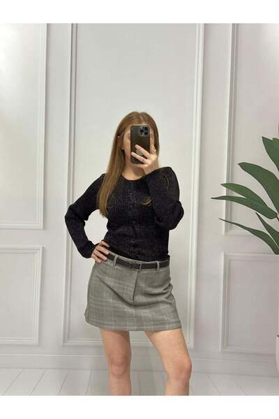 Pulli Collection Σορτς φούστα με καρό σχέδιο με ζώνη