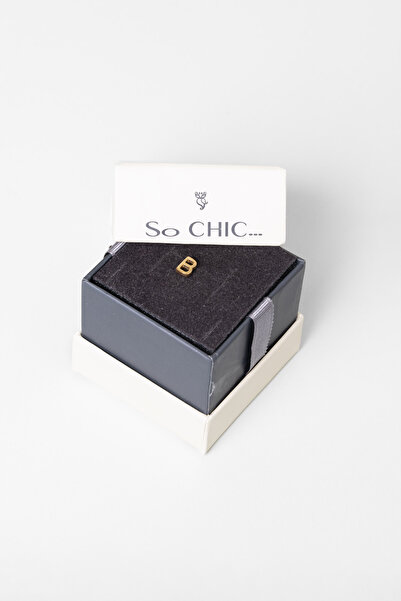 So CHIC... My Story B Harfi 18 Ayar Sarı Altın Kaplama Gümüş Tek Küpe