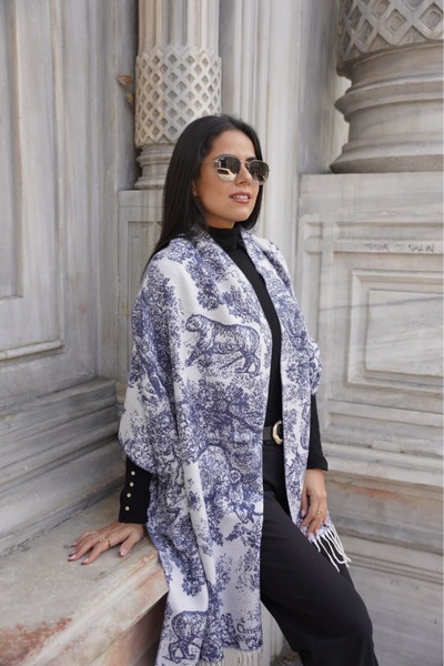 Webinay Home Nature-Themed Double-Sided Imported Wool Silk Cashmere Shawl Shoulder Wrap Scarf Cashmere Shoulder Shawl
