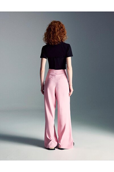 İLVİ Lissa Crepe Pink Women's Trousers