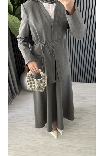 Molly Nelly Women's Lace Detailed Jacket Skirt Hijab Set