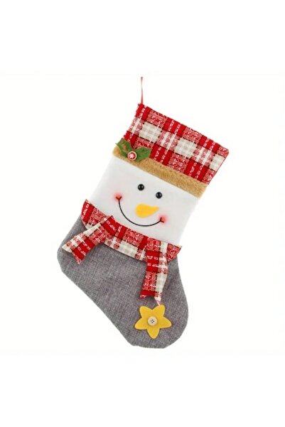 OEM Șosetă cadou de Crăciun, model 3D om de zăpadă, multicoloră, 32 x 26 x 18 cm