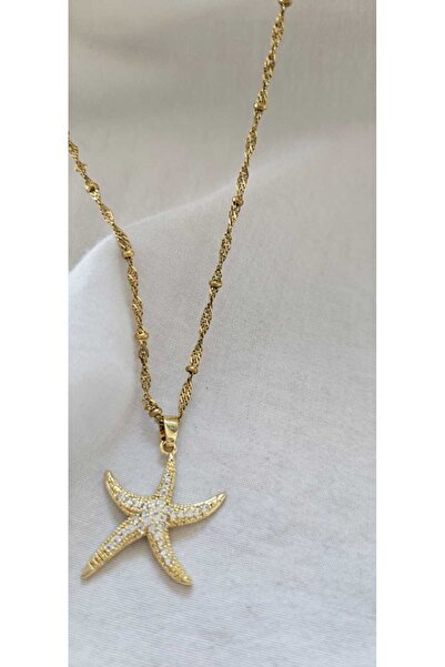 MITH SB TAKI قلادة نجمة من الفولاذ المقاوم للصدأ مع أحجار الزركون المرصعة