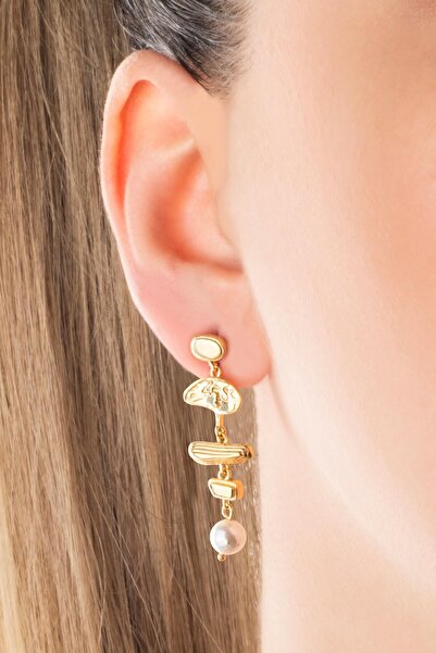 So CHIC... Lucia 18 Ayar Sarı Altın Kaplama Gümüş İnci Küpe