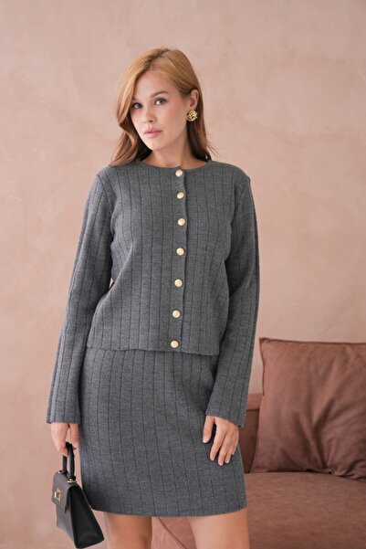 Miss Allos Жіночий кардиган з ґудзиками та спідниця з трикотажу