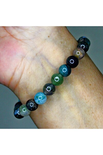 Altai Yosun Akik Doğal Taş Bileklik ( 8mm / Hint Akiği )