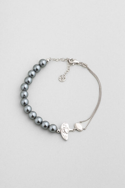 So CHIC... Lucia 18 Ayar Beyaz Altın Kaplama 19 Cm Gümüş İnci Bileklik