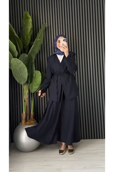 Molly Nelly Women's Lace Detailed Jacket Skirt Hijab Set