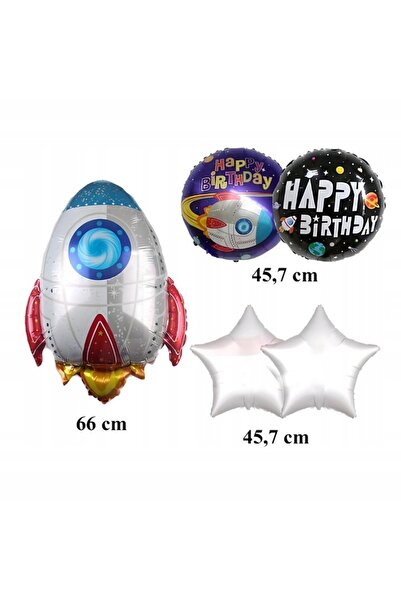 zola Σετ 5 διαστημικών μπαλονιών, Zola, πύραυλος, διαφορετικά μεγέθη, ασημί