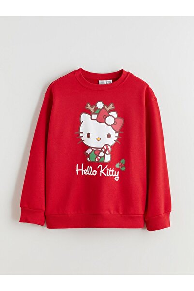 LC Waikiki Детска дебела блуза с принт Hello Kitty и велосипед на врата