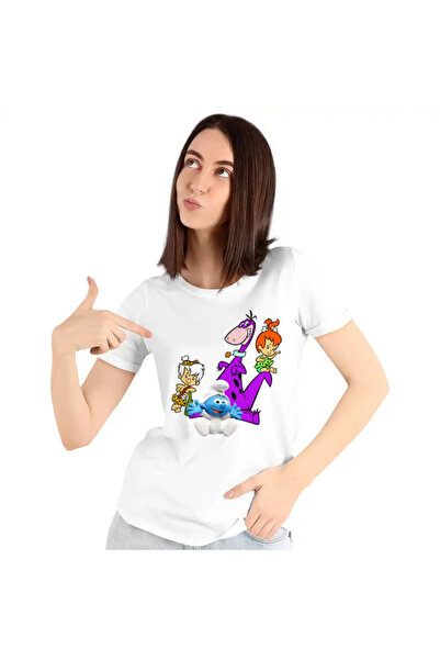 OEM Tricou Femei Familia Flintstone Dino Bebe Strumf Pebbles Bamm Bamm