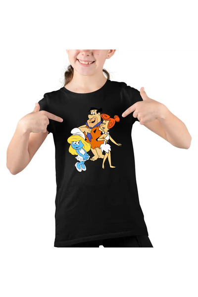 OEM Tricou Copii Fete Familia Flintstone Strumfita Strumfii