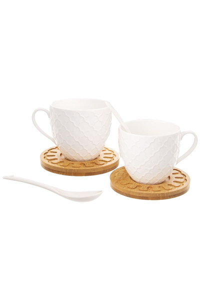 Other Filiżanka ze spodkiem porcelanowa biała WHITELINE 250 ml 2 szt.