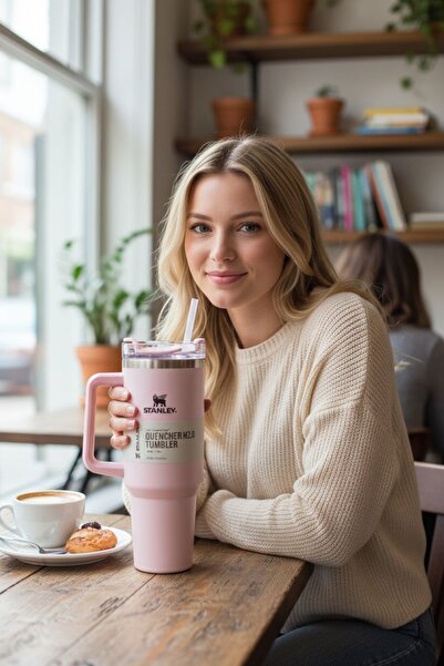 Generic قطعتان من كوب Quencher H2.0 المصنوع من الفولاذ المقاوم للصدأ مع غطاء وقشة للماء أو القهوة