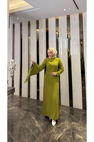 modadeywearst Kuyruk Detaylı Drapeli Tesettür Abiye Elbise