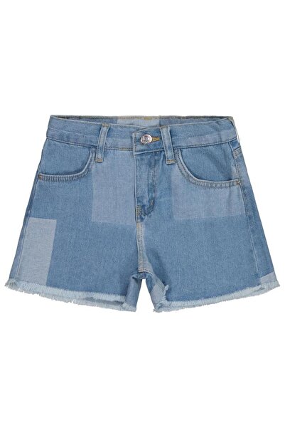 Civil Girls Plaid Patterned Shorts for Ages 6-9 - Blue 8-9 Years