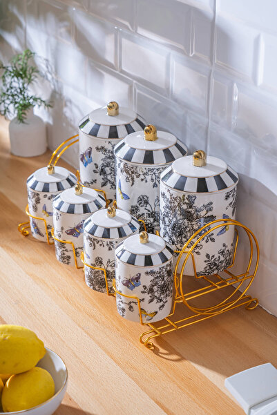 ACAR Misha 7 Piece Porcelain Spice Rack Set with Stand