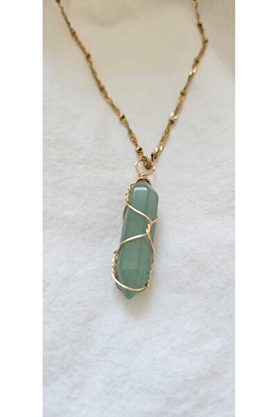 MITH SB TAKI قلادة من الفولاذ المقاوم للصدأ مع حجر الأفنتورين الأخضر الطبيعي ...