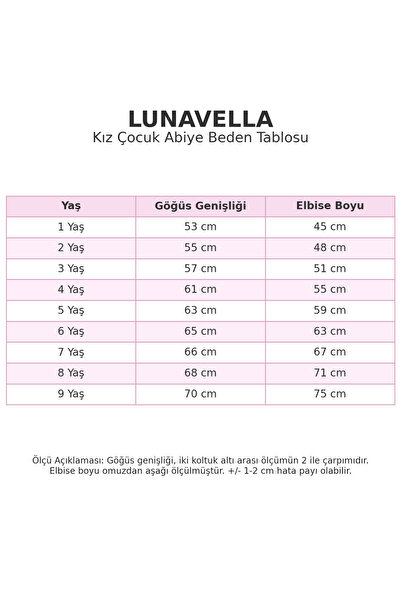 lunavella Kız Çocuk Uzun Kollu Abiye Elbise Carolin Kumaş Doğum Günü,Düğün ,Özel Gün Elbisesi