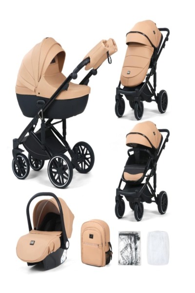 L-Sun 3 in 1 Stroller, Fizio-Lux Collection, Rain and insect cover, Protective gloves, -leather